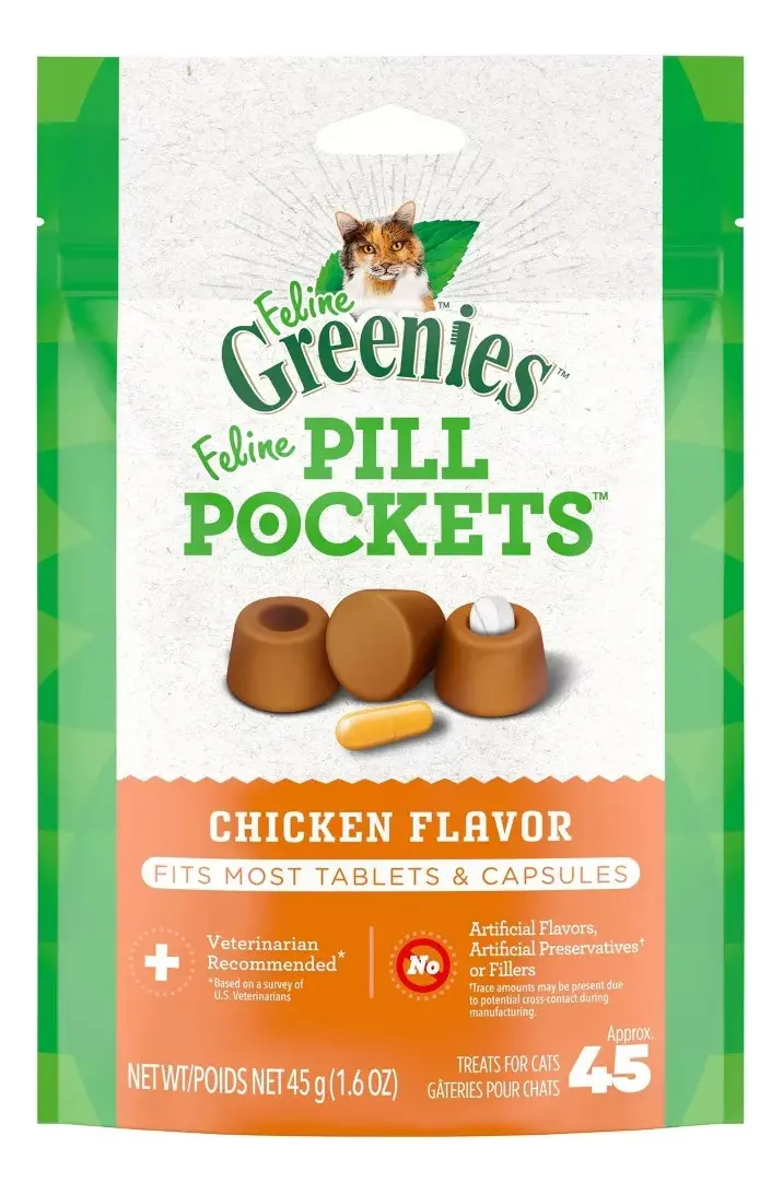 Pill vitamina Para Dar Medicina a Gatos Greenies 45 Pza Sabor Pollo