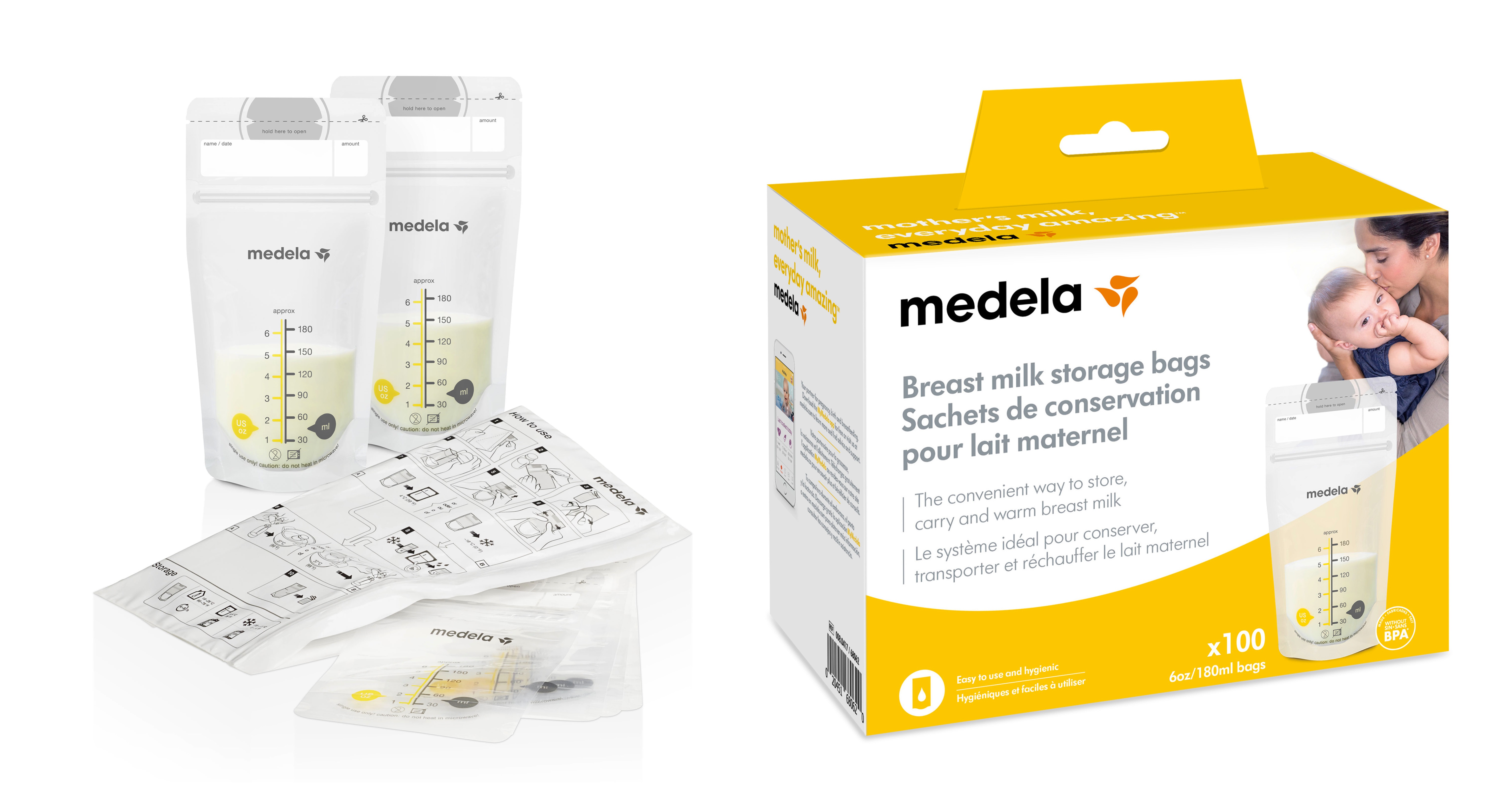 100 Bolsas Almacenar Leche Materna Medela