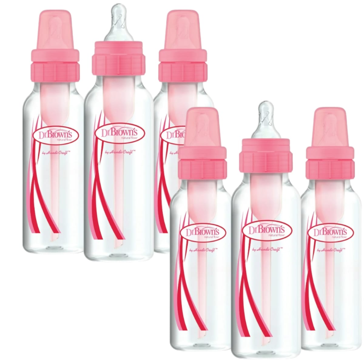 Biberones Anticólicos Dr Brown's Natural Flow 250ml Rosa Pack 6