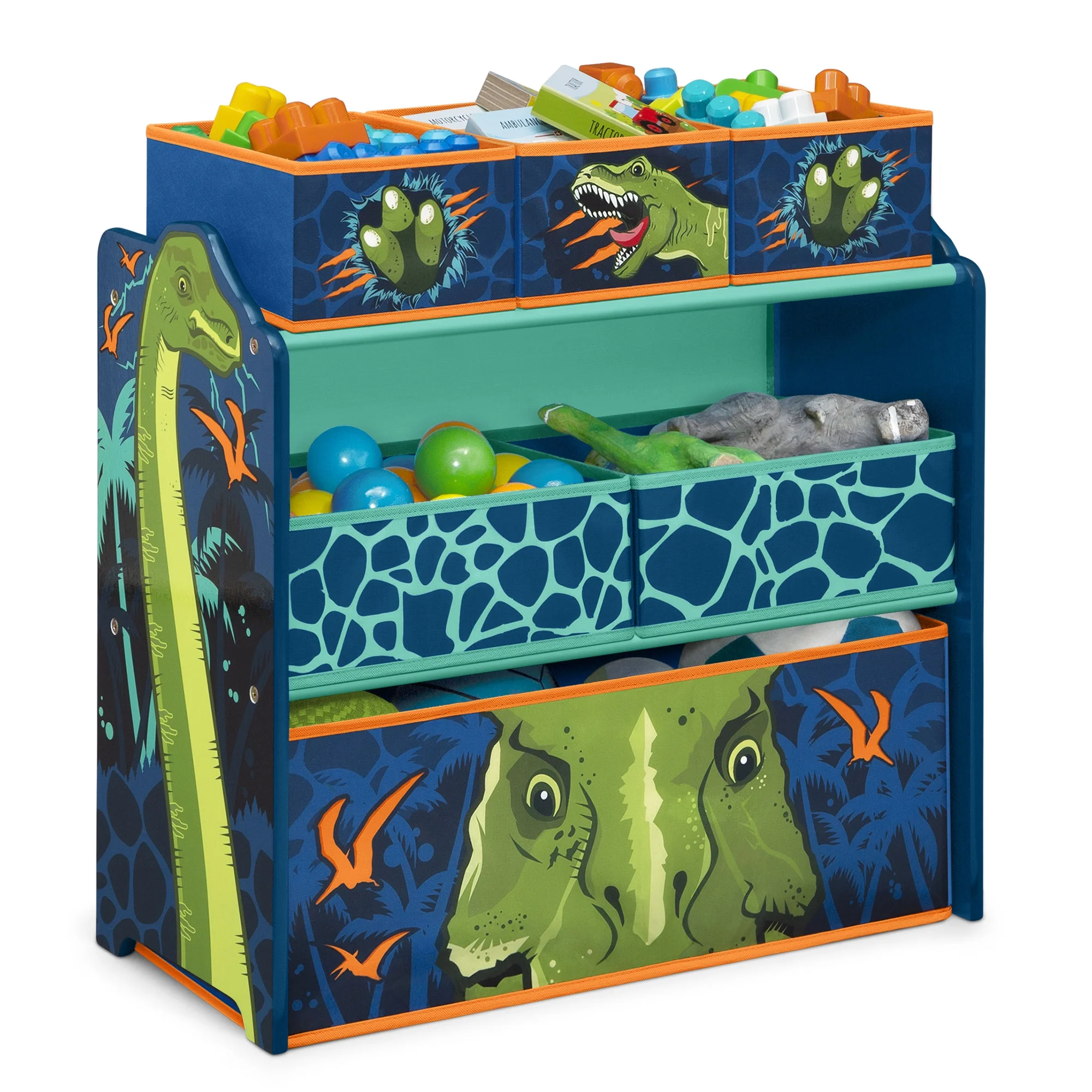 Juguetero Organizador Infantil Dinosaurios Azul Delta Children 6 Compartimentos