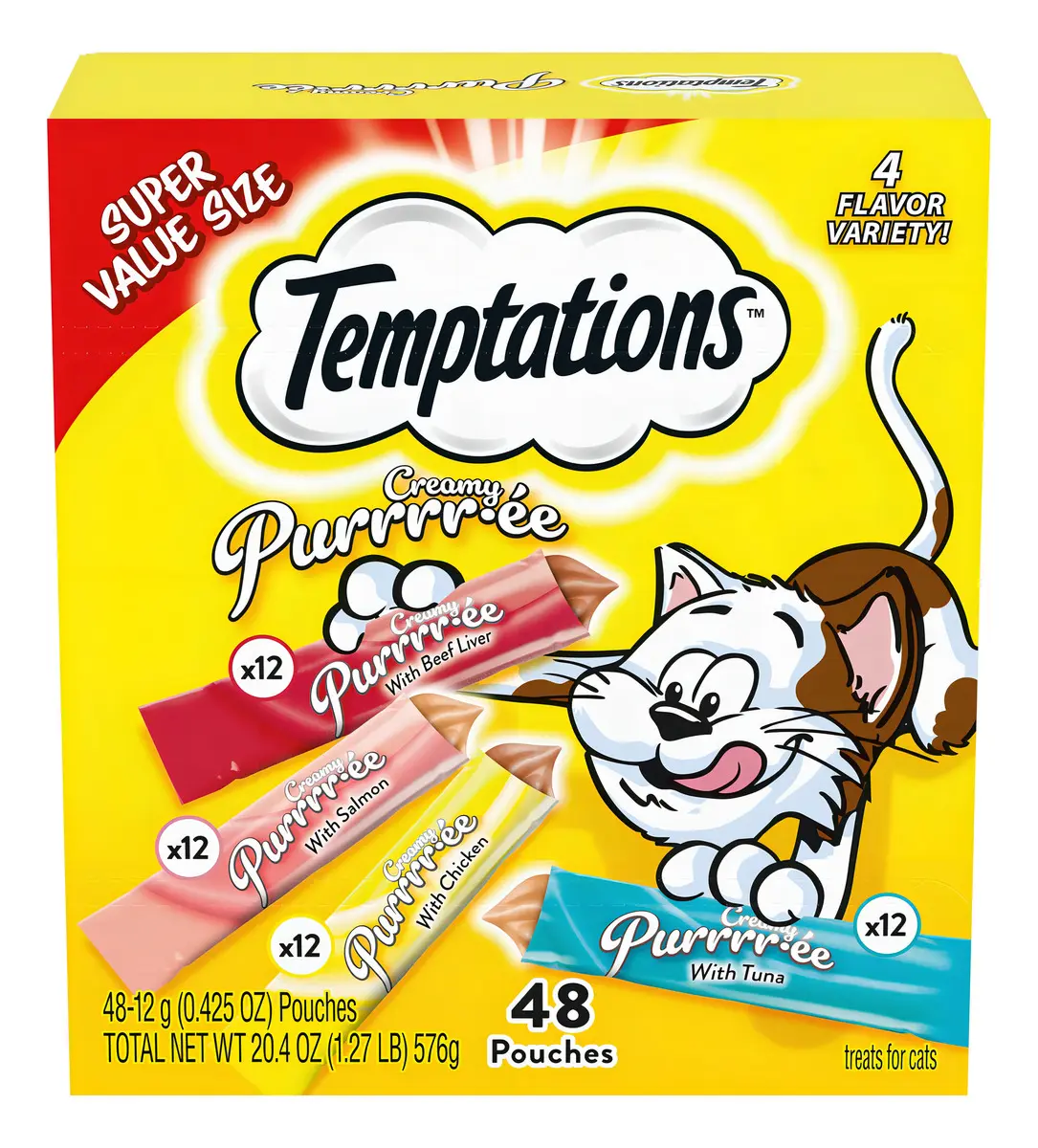 Premio Gato Temptations Pure Purre 48 Salmon Pollo Atun Carne