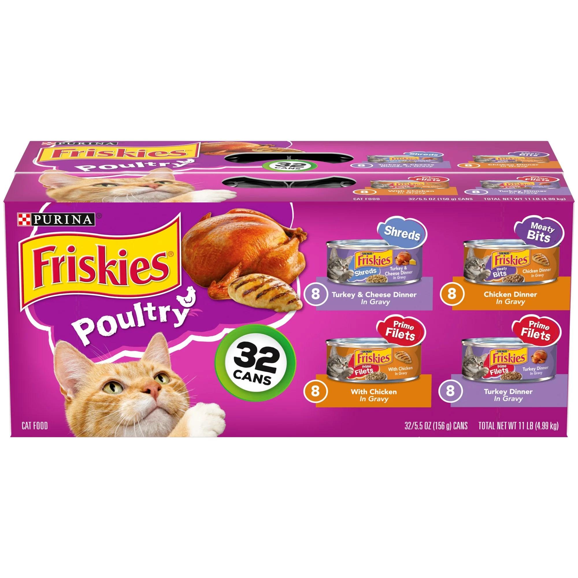 Alimento Para Gato Purina Friskies 32 Latas Pollo Pavo