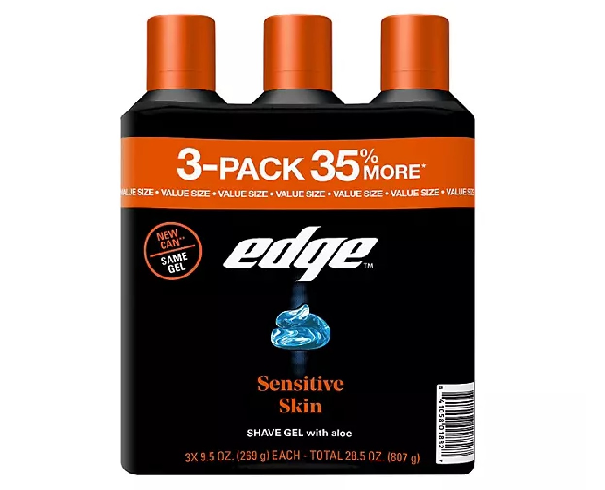 Gel Para Afeitar Edge Sensitive Skin 3 Pack 269g Para Hombre