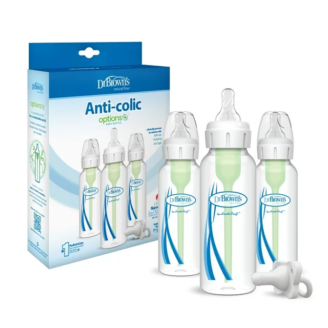 Biberones Dr Brown's Options+ Anticólicos 250ml 3 Piezas de 8oz Blanco