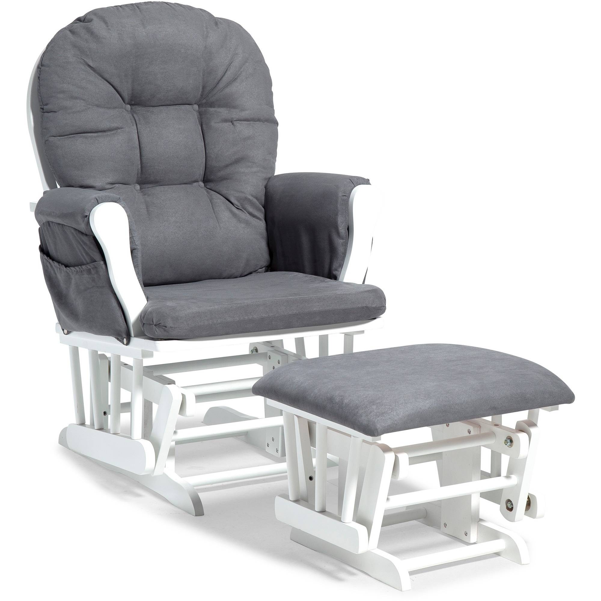 Mecedora Con Descansapies Storkcraft Blanco Tapiz Gris