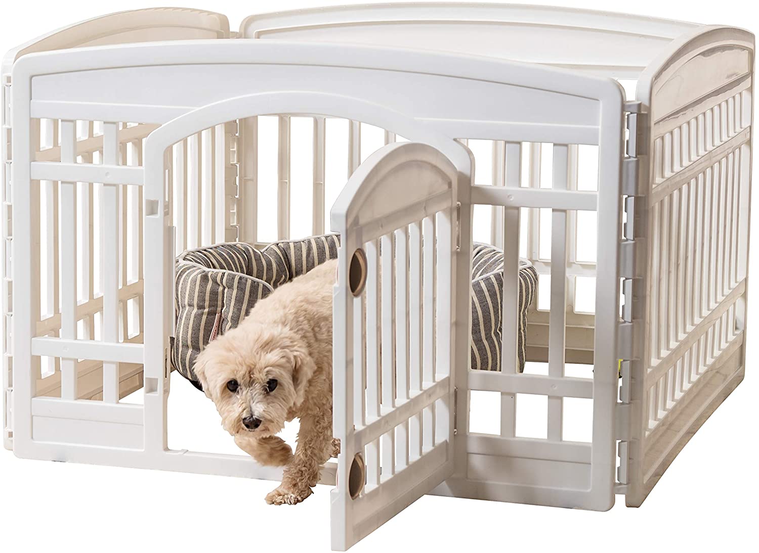 Iris Corral De 4 Paneles Blanco De 24 Pulgadas Para Perro Mascota