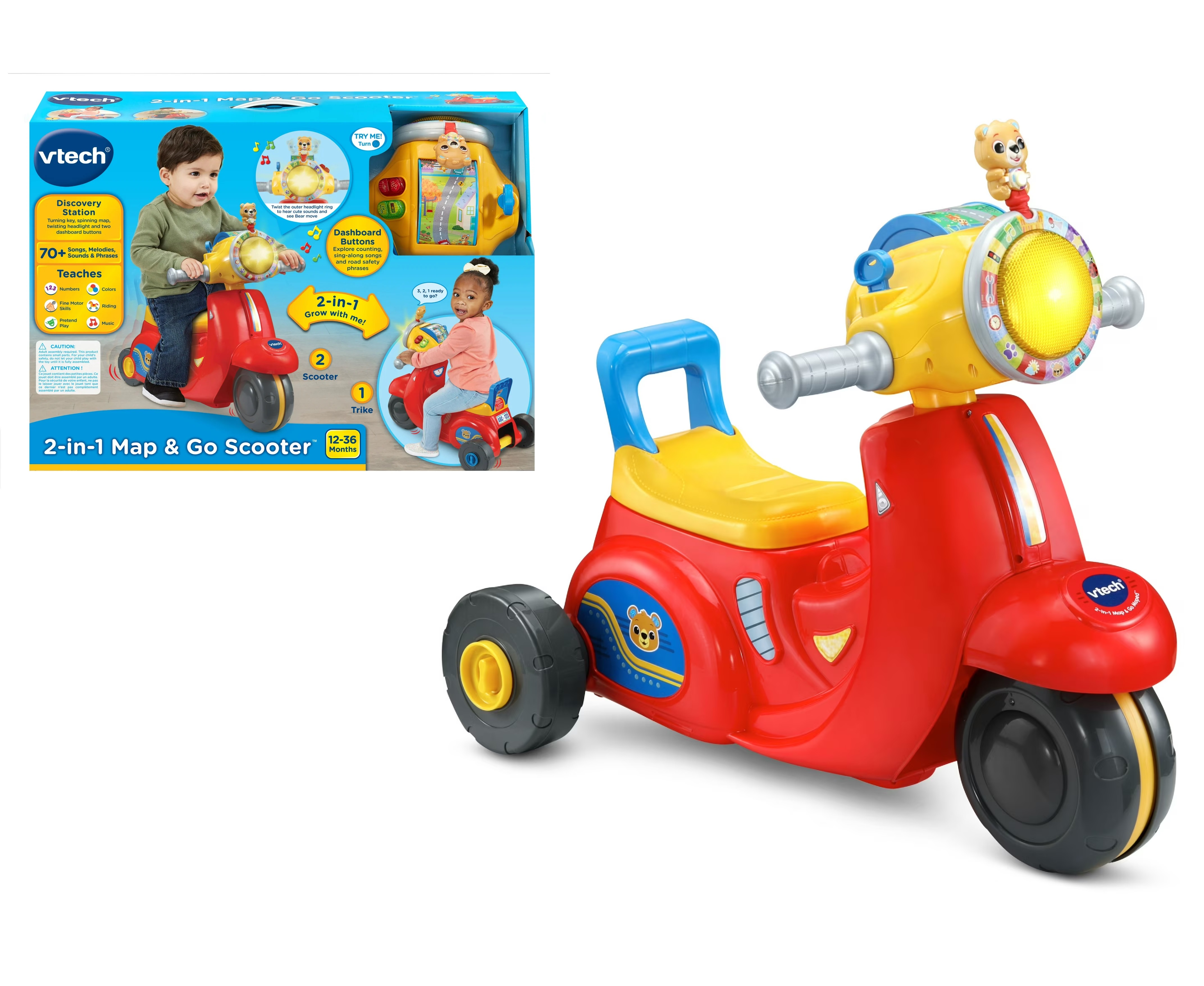Triciclo Scooter Vtech 2 En 1 Interactivo P/ Niños 1-3 Años Rojo