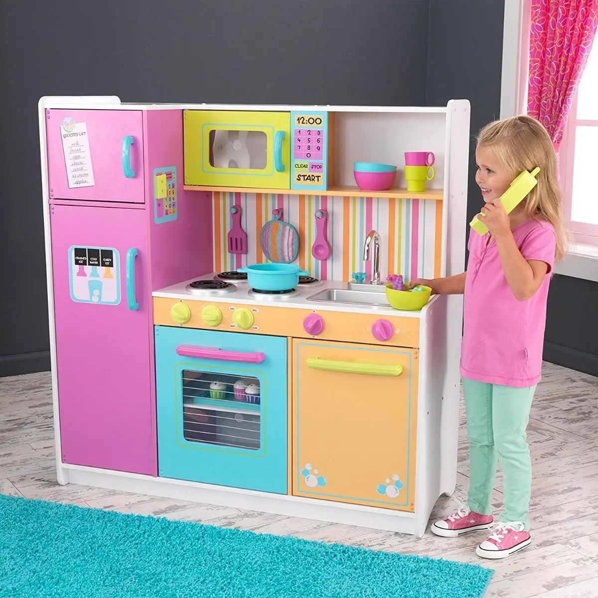 Cocina Grande Kidkraft De Madera De Lujo Juguete colores brillantes