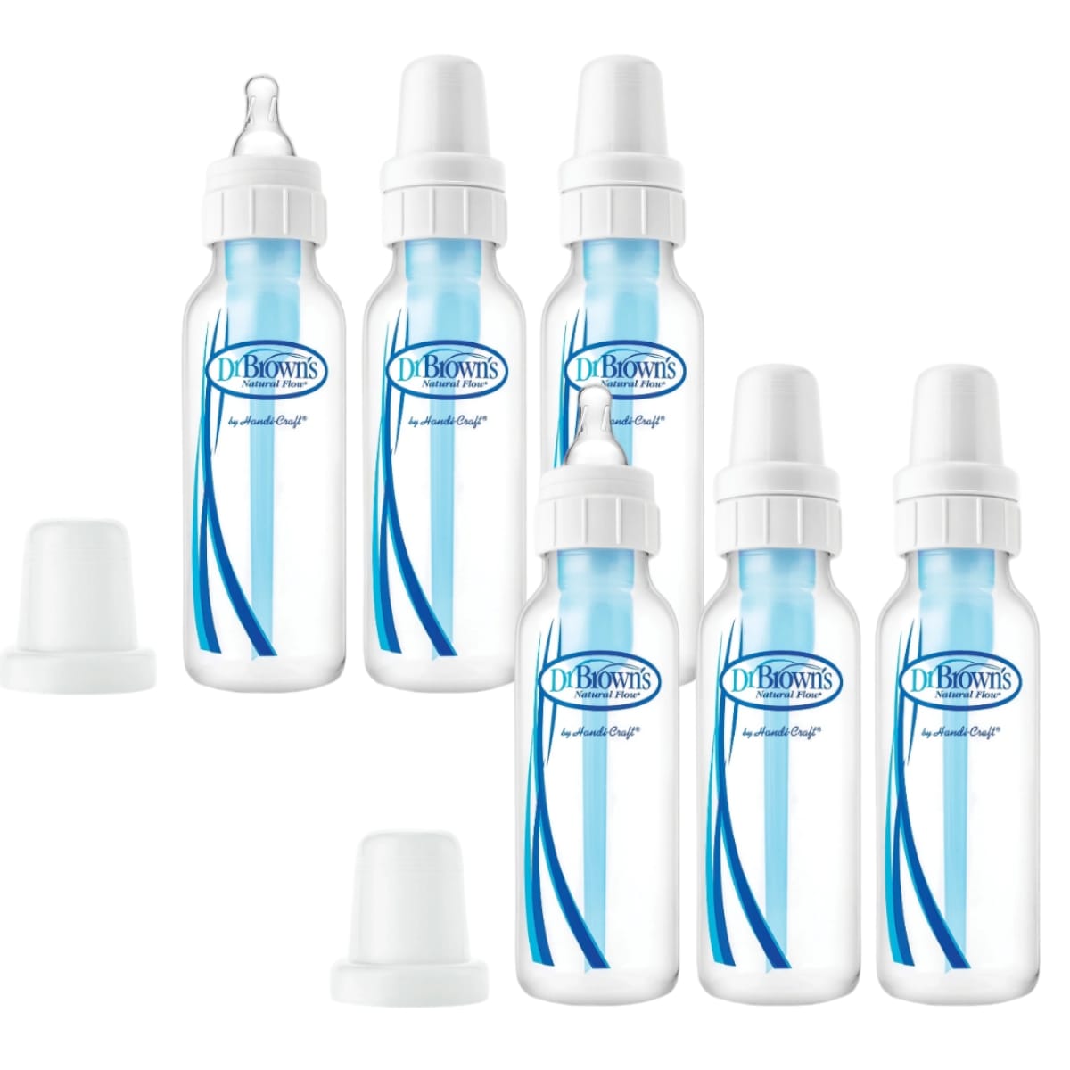 Biberón Dr Brown's Anticólicos de 250 mL Pack de 6 en Azul Claro