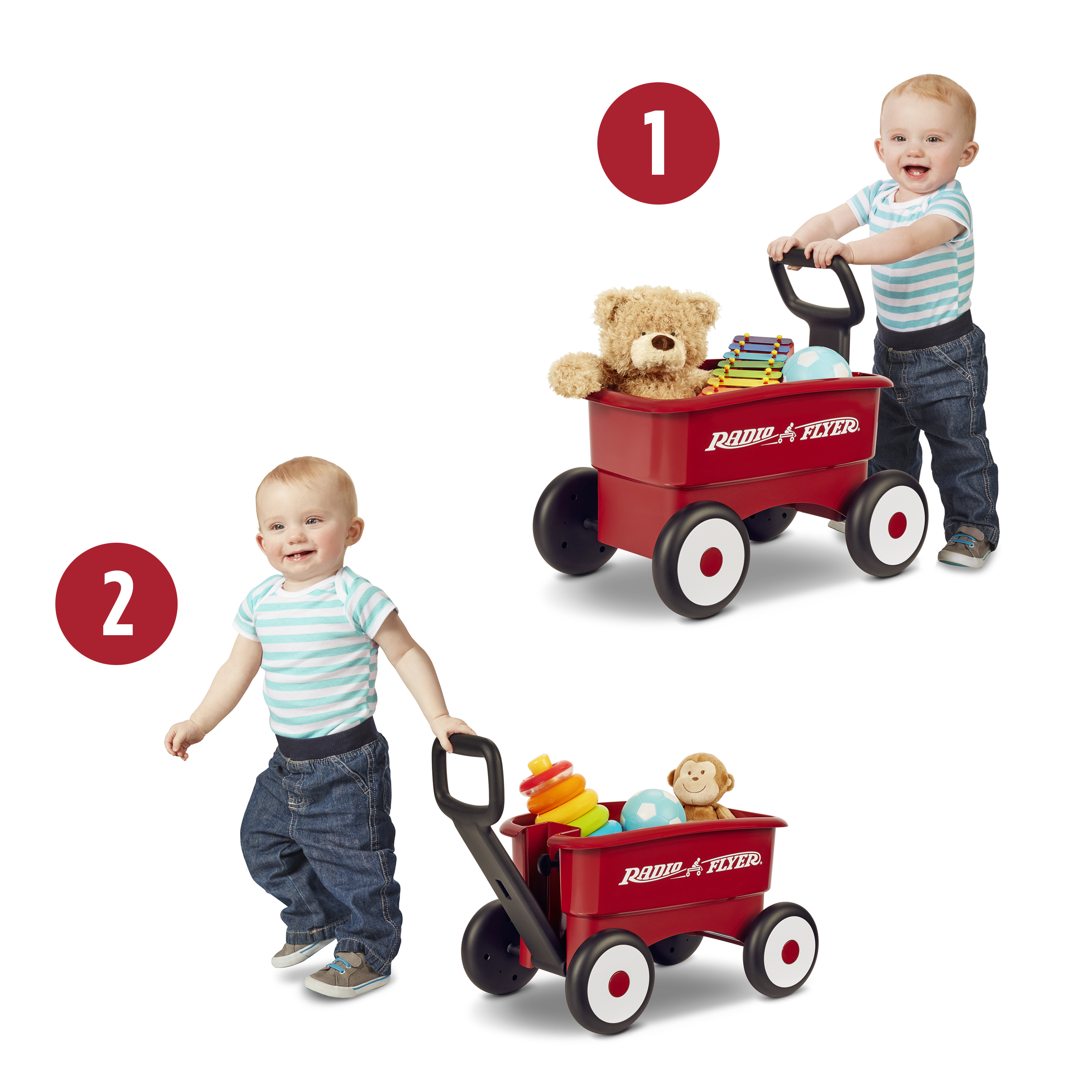 Vagon Niños Radio Flyer 2 en 1 Empujar Jalar