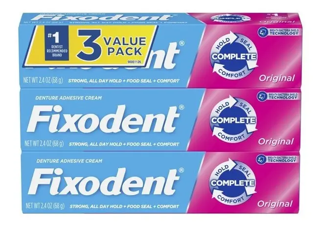 Fixodent Dentadura Adhesiva 3 unidades Pack 68 gr c/u