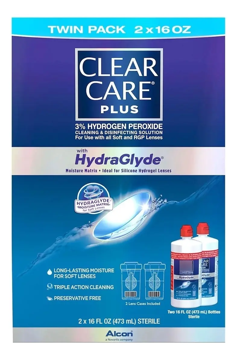 Solución Clear Care 32oz Limpiador Desinfectante Hidrógeno Lentes Contacto
