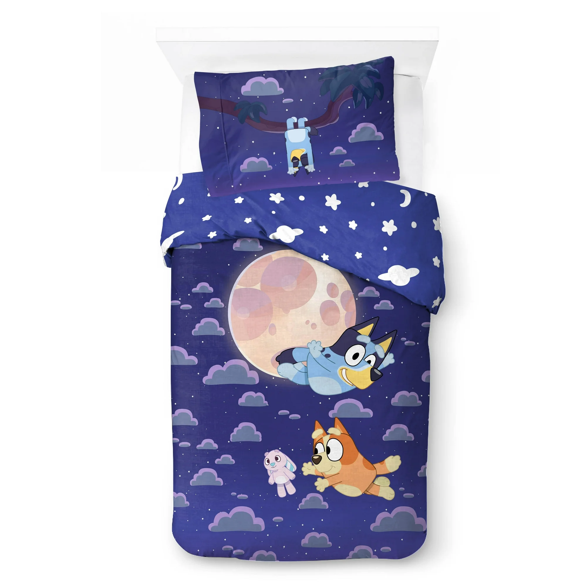 Edredon Bluey Azul Reversible tamaño Individual y Matrimonial 2pz