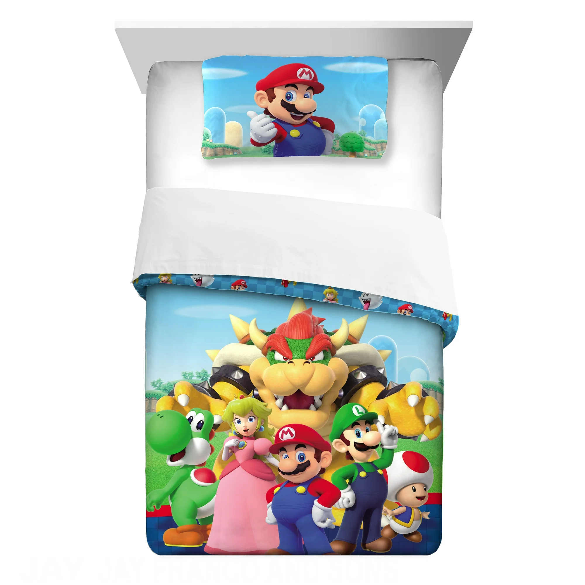 Edredon Mario Bros Reversible tamaño Individual y Matrimonial 2pz