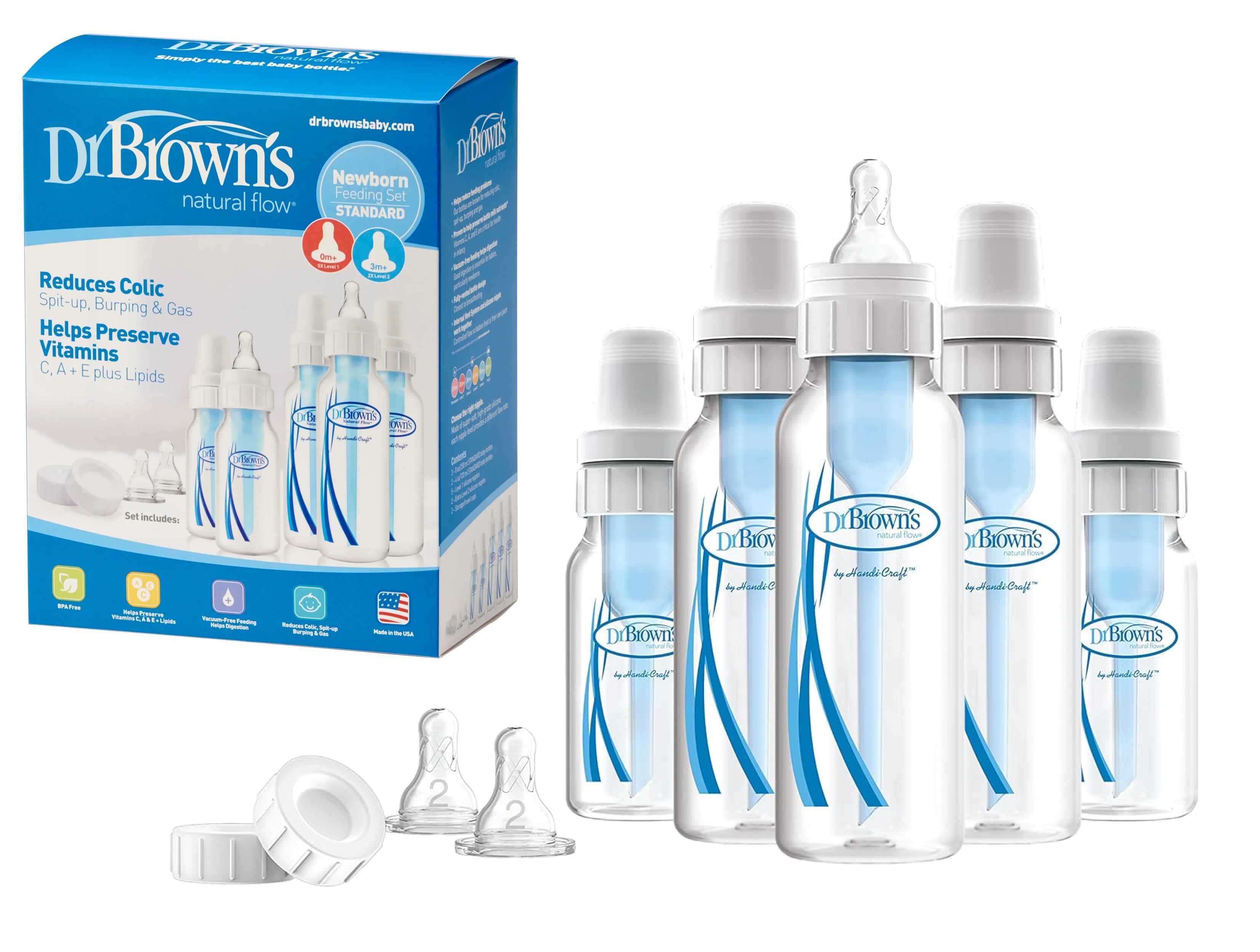 Biberones Dr Brown's 17 Piezas Recién Nacido Anticólico BPA Free 260ml