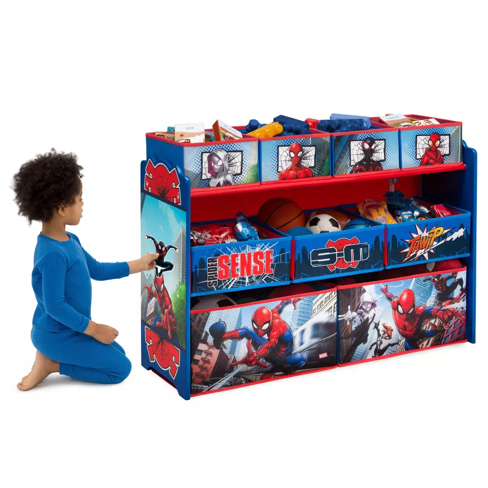 Juguetero Azul Spiderman Delta Children con 9 Contenedores de Tela