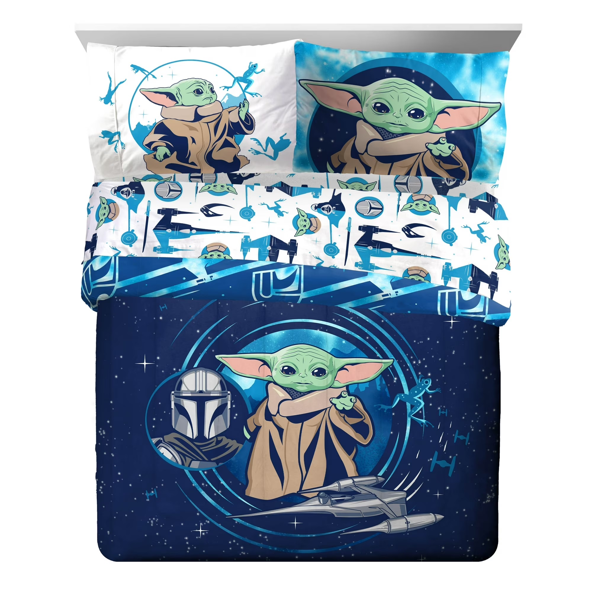 Juego Ropa de Cama Matrimonial Edredon 2 vistas Sabanas Star Wars 6pz