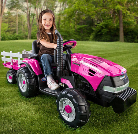 Tractor Eléctrico Infantil 12V Peg Perego Ih Magnum Rosa Todo Terreno