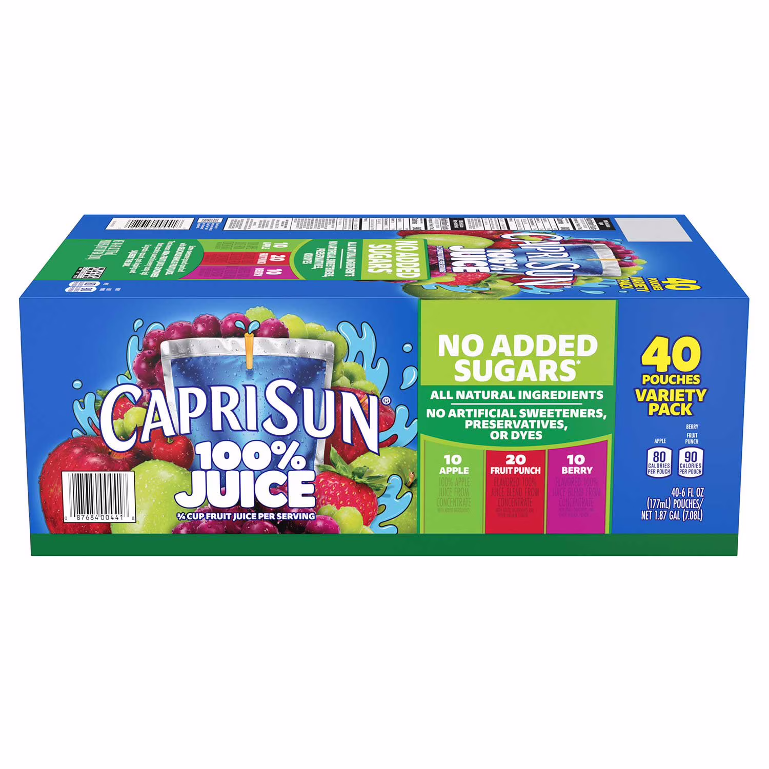 Jugo En Pouch Variedades Capri Sun 40 pz de 177 Ml 100% jugo sin azucares añadidos