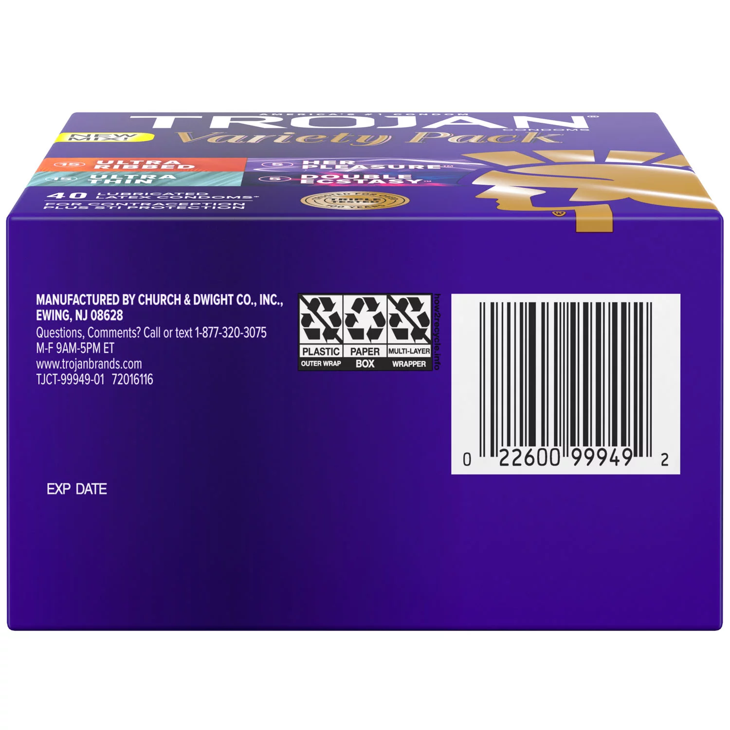 Condones Trojan Pleasure Pack (caja Con 40 Piezas)