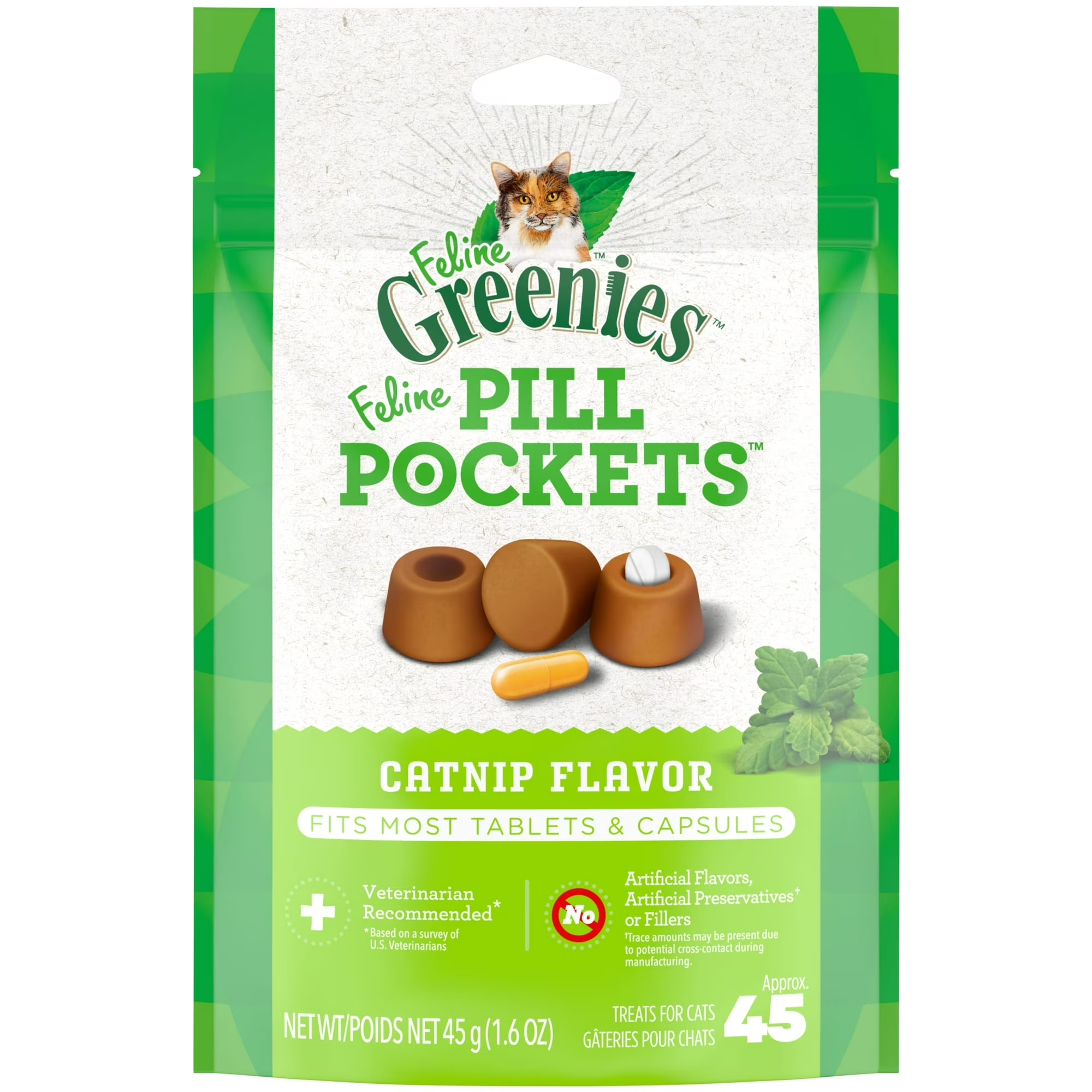 Greenies Pill Pocket Para Gato Facilita Dar Medicina Catnip 45pz