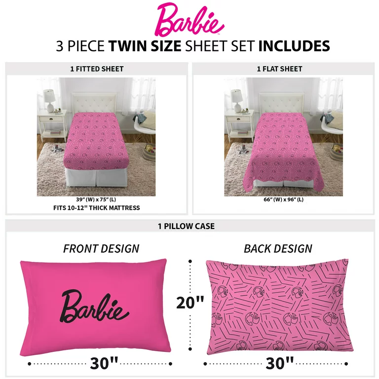 Juego de Sábanas Individual 3pz Barbie