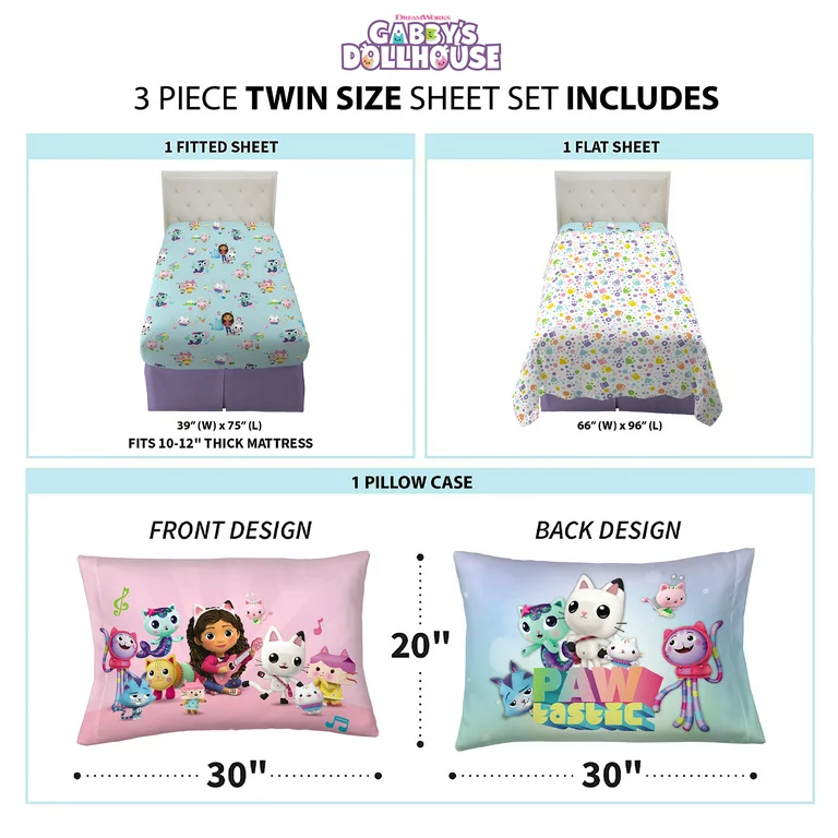 Juego de Sábanas Individual 3pz Gabby Dollhouse