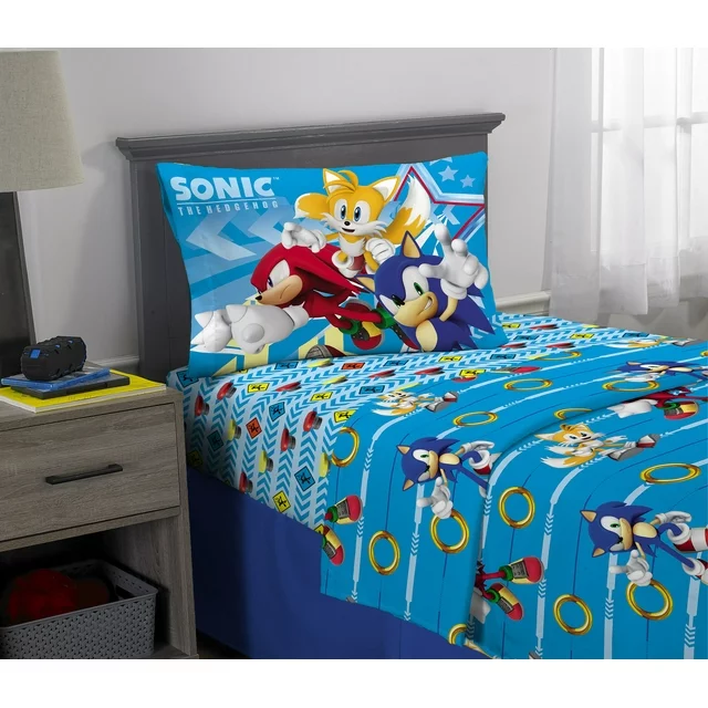 Juego de Sábanas Individual Azul Sonic 3pz