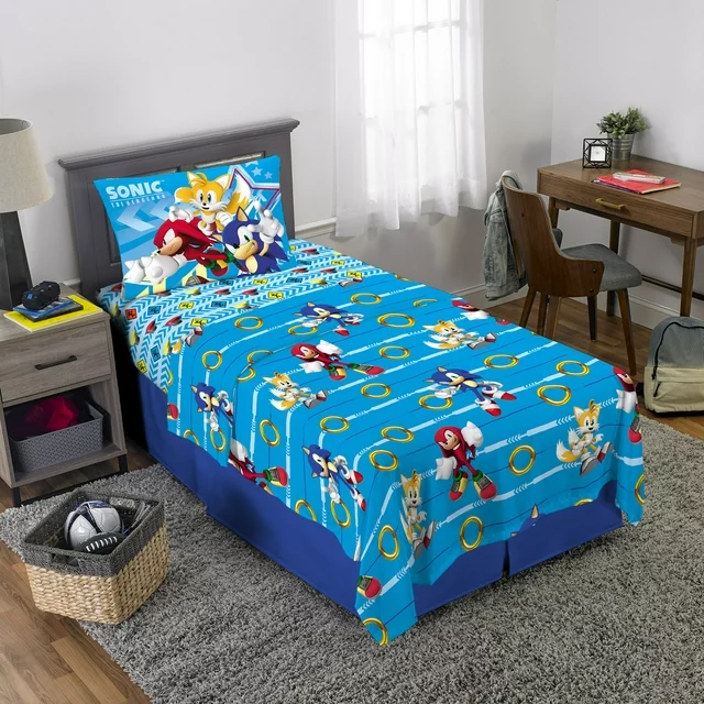 Juego de Sábanas Individual Azul Sonic 3pz