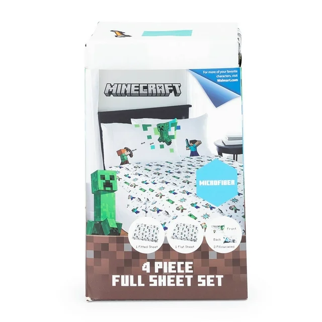 Juego De Sabana Tamaño Matrimonial 4 Pz Minecraft