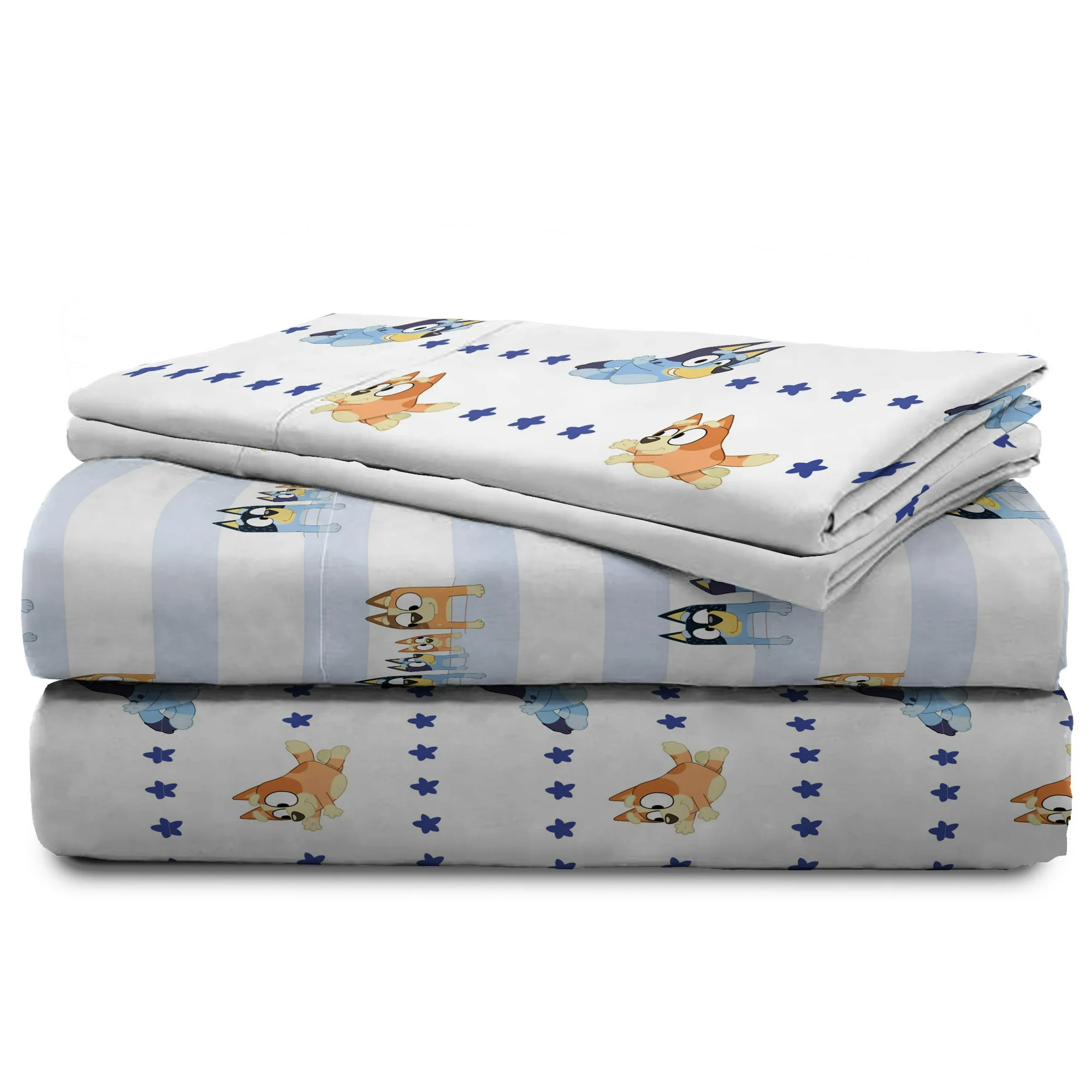 Juego De Sabana Tamaño Matrimonial 4 Pz Bluey Azul