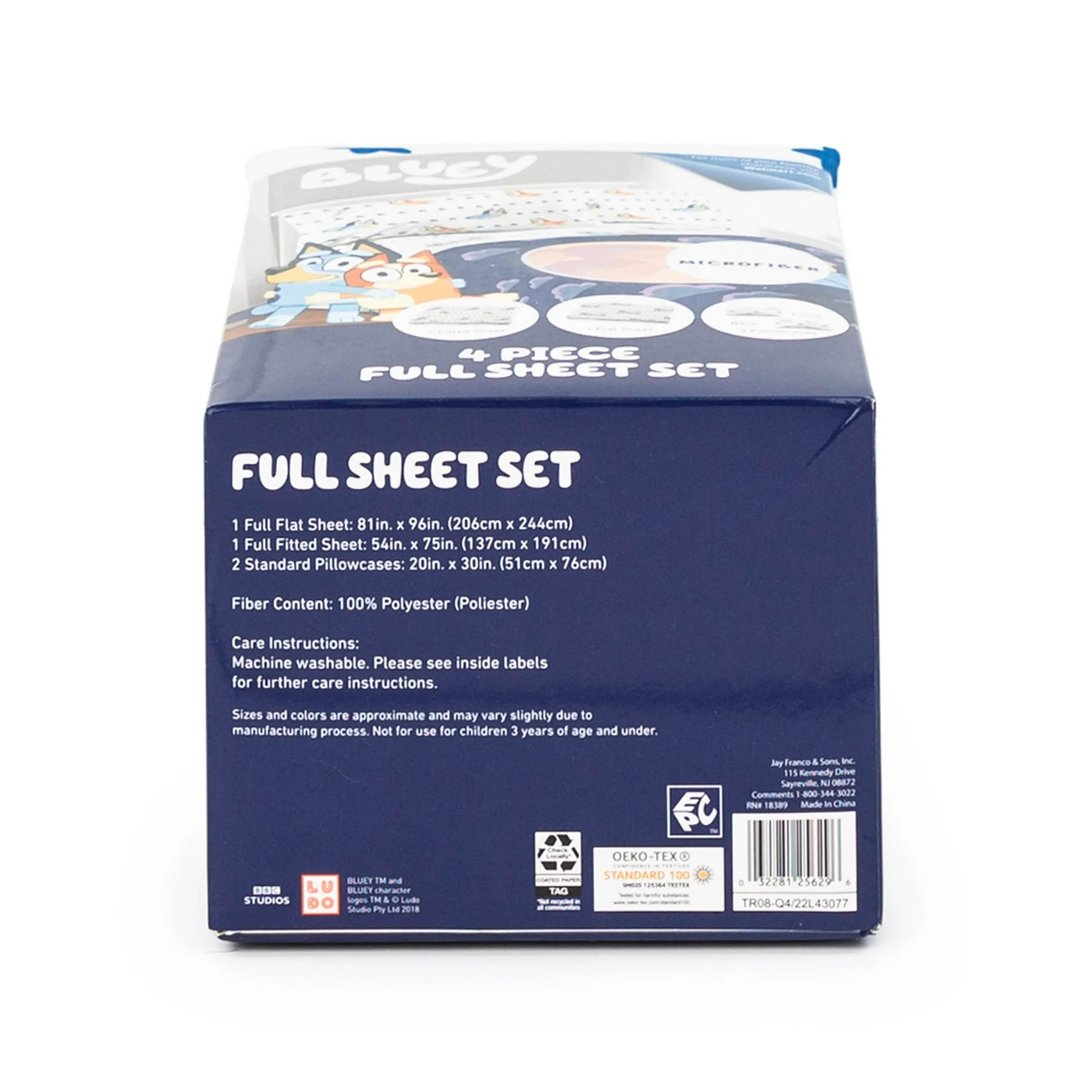 Juego De Sabana Tamaño Matrimonial 4 Pz Bluey Azul