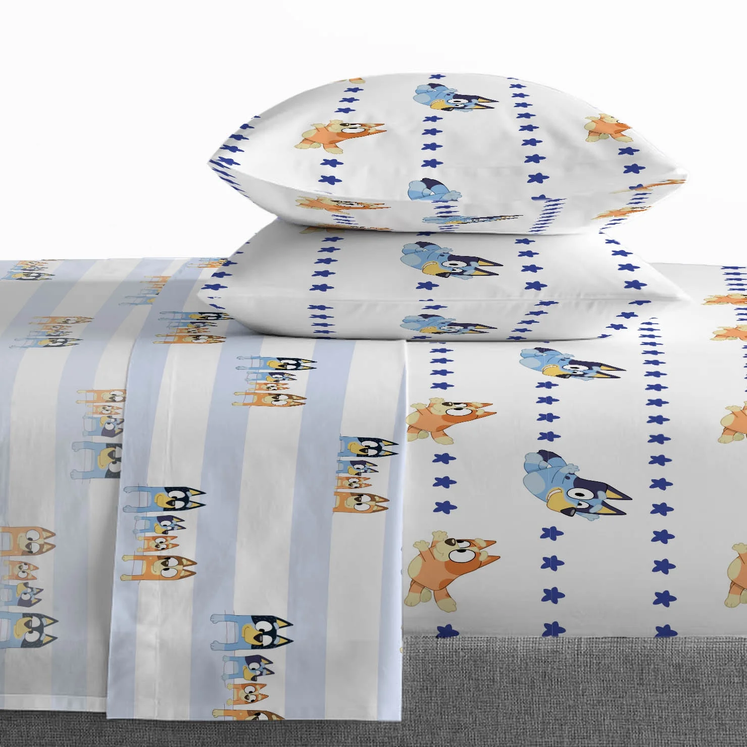 Juego De Sabana Tamaño Matrimonial 4 Pz Bluey Azul