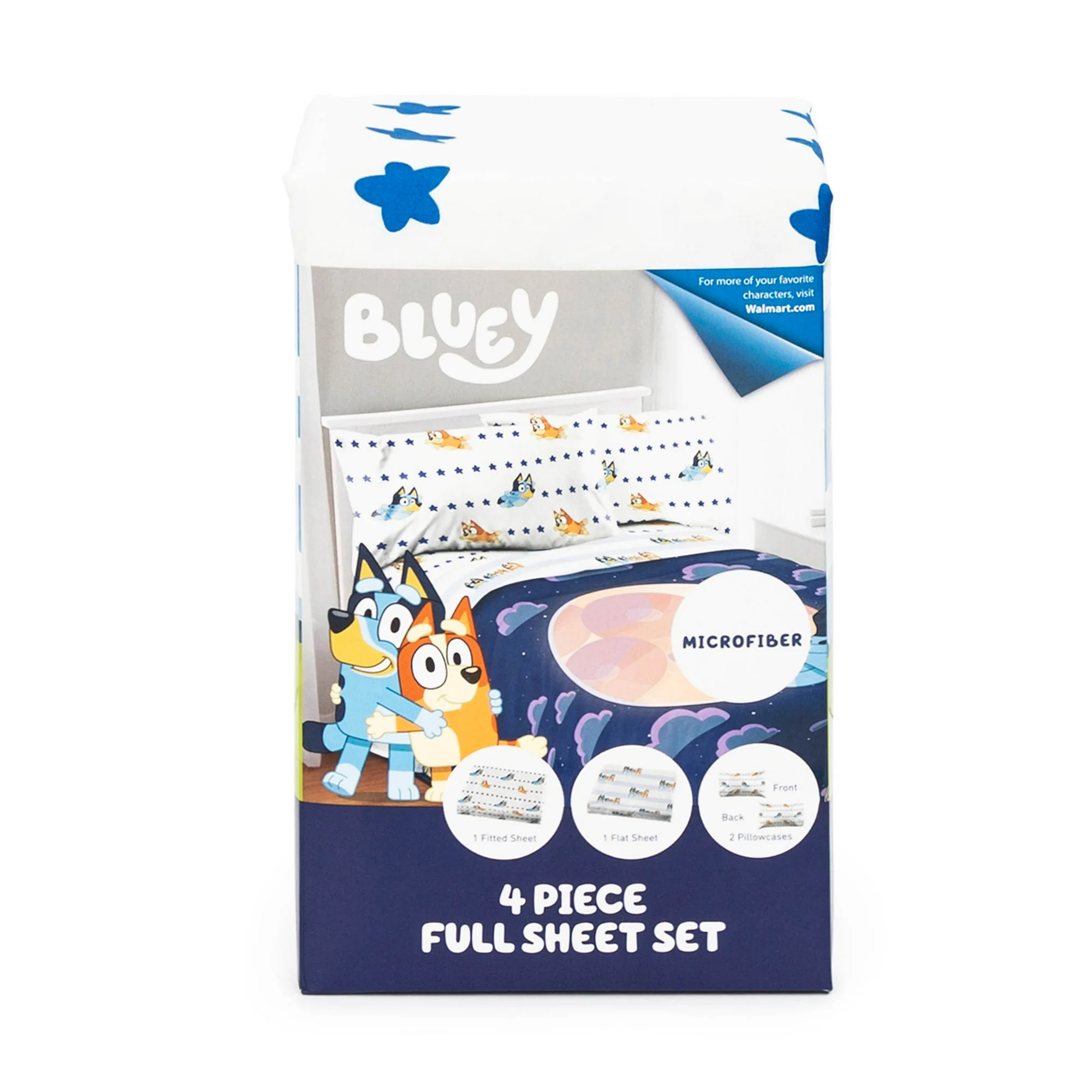 Juego De Sabana Tamaño Matrimonial 4 Pz Bluey Azul