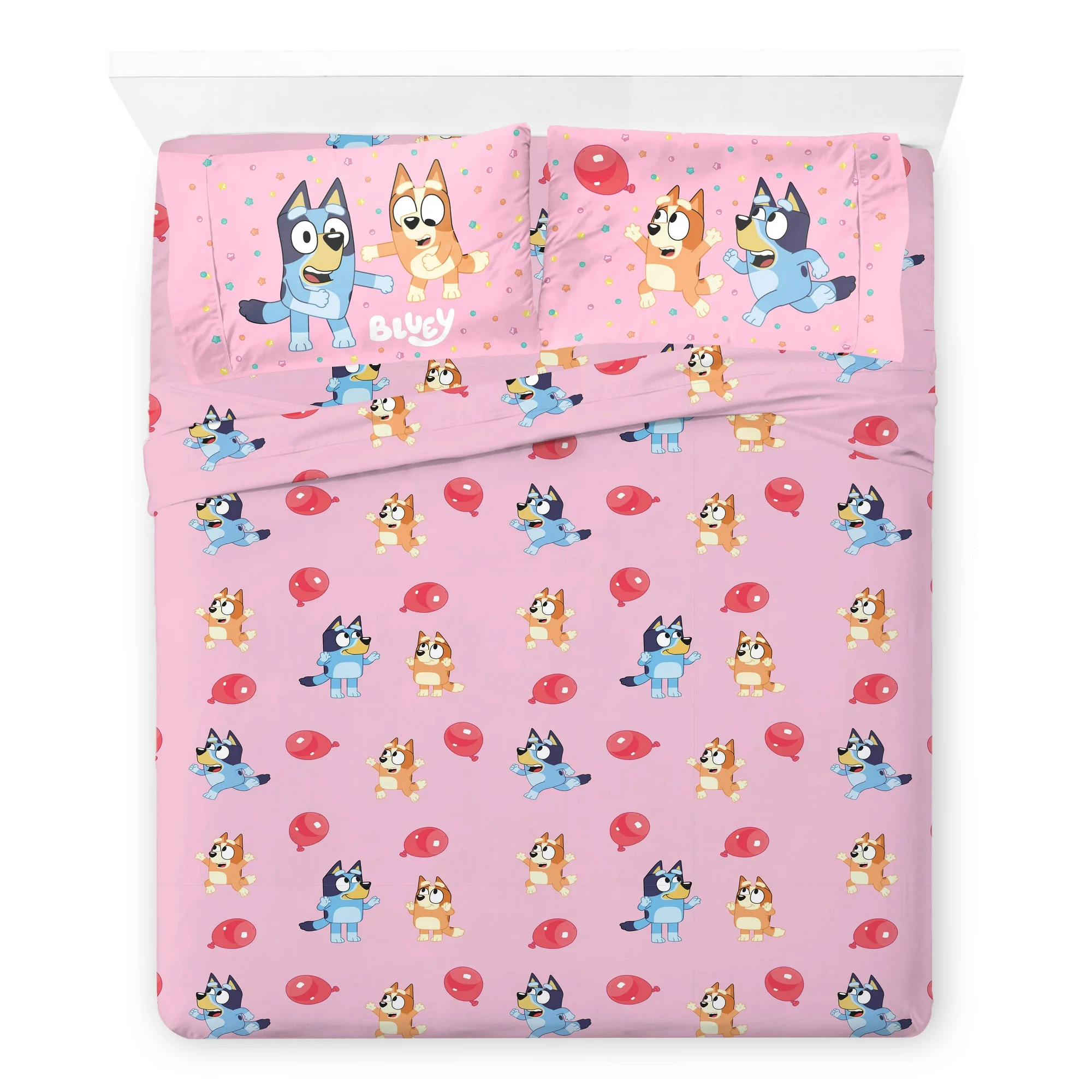 Juego De Sabana Tamaño Matrimonial 4 Pz Bluey Rosa