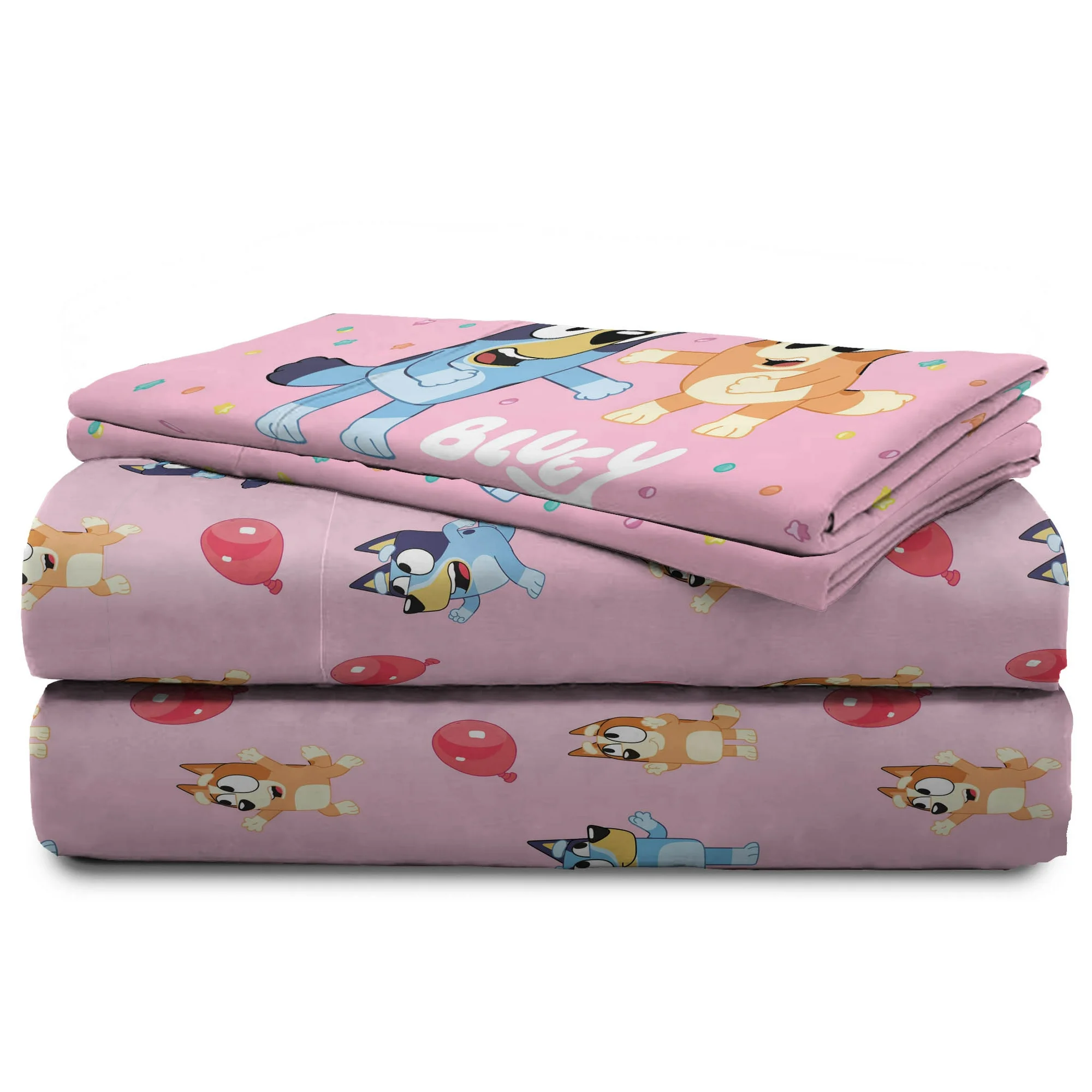 Juego De Sabana Tamaño Matrimonial 4 Pz Bluey Rosa