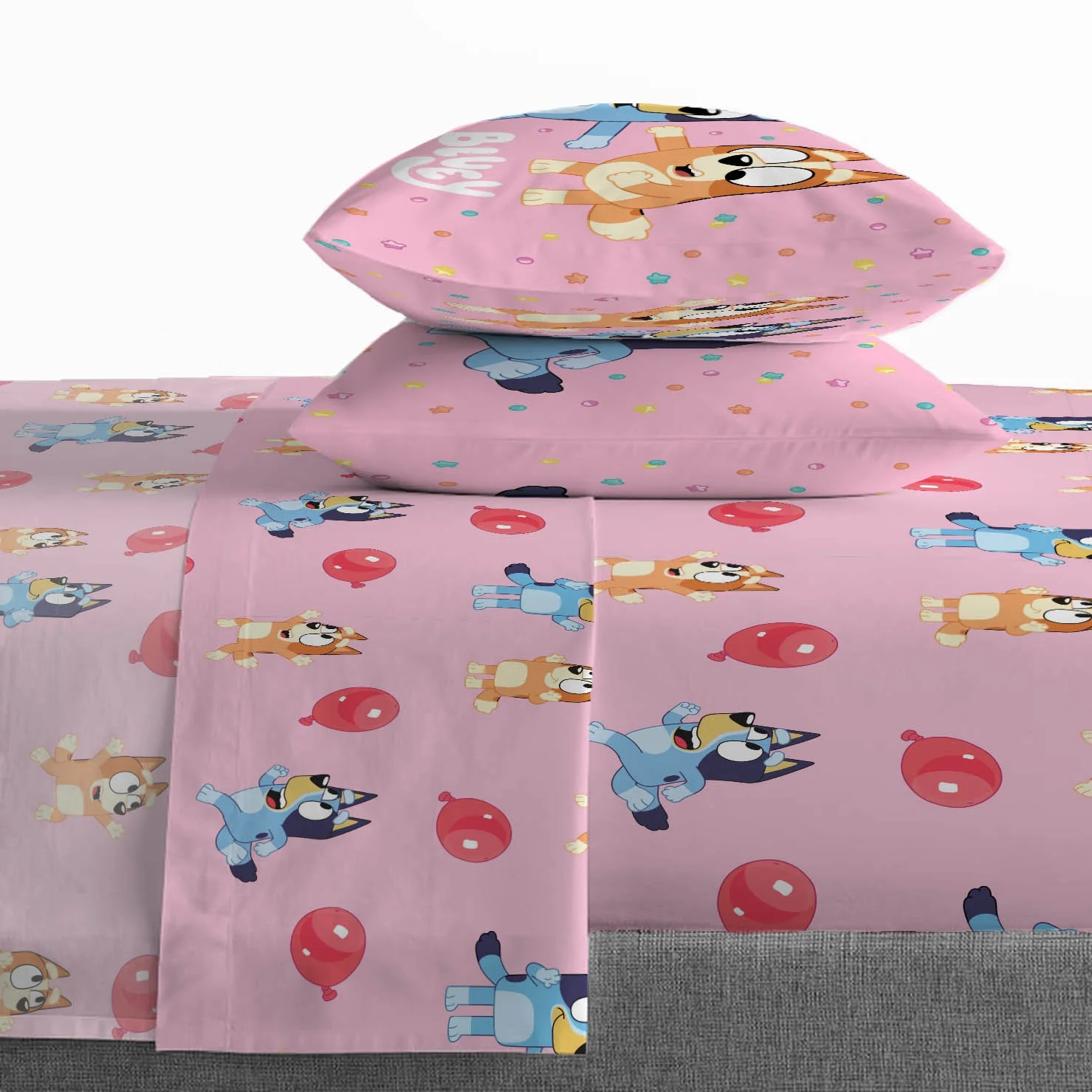 Juego De Sabana Tamaño Matrimonial 4 Pz Bluey Rosa