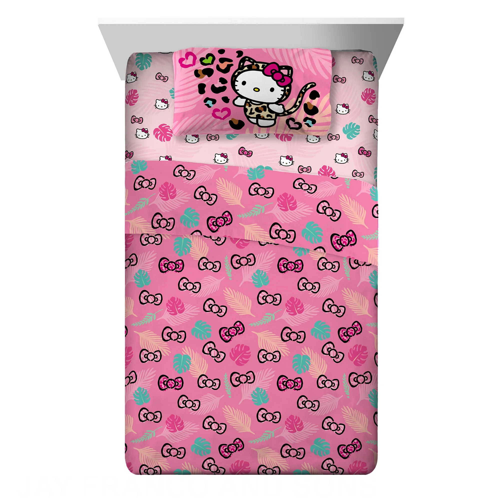 Juego De Sabana Tamaño Matrimonial 4 Pz Hello Kitty Rosa