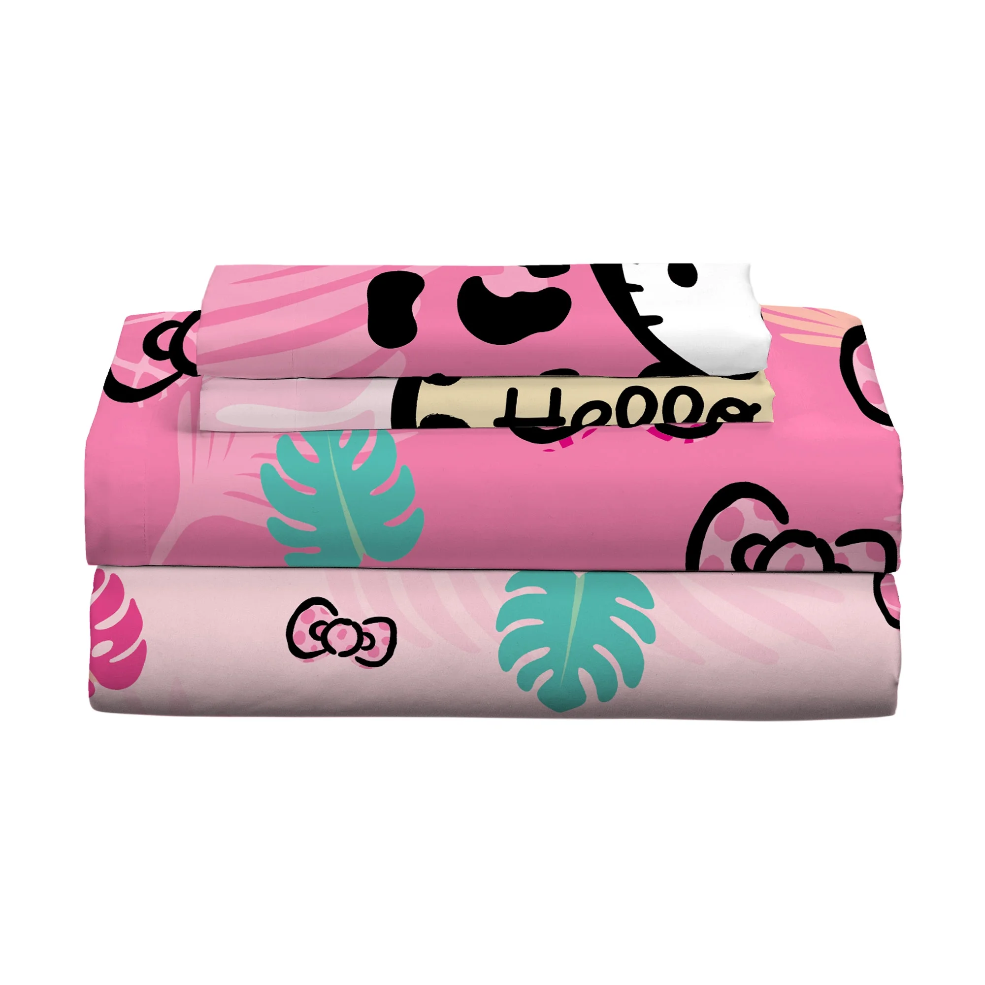 Juego De Sabana Tamaño Matrimonial 4 Pz Hello Kitty Rosa