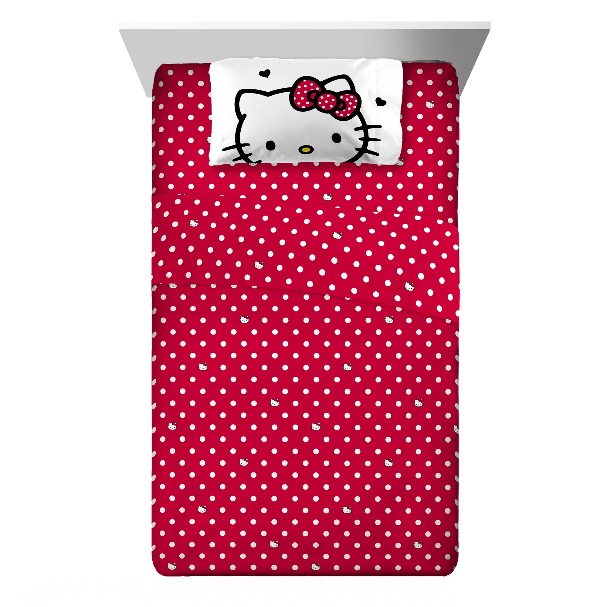 Juego De Sabana Tamaño Matrimonial 4 Pz Hello Kitty Rojo