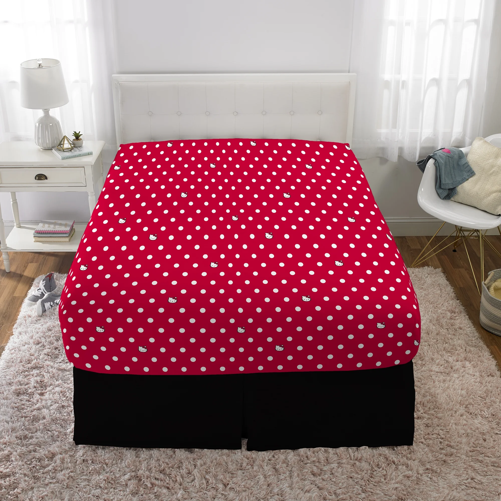 Juego De Sabana Tamaño Matrimonial 4 Pz Hello Kitty Rojo