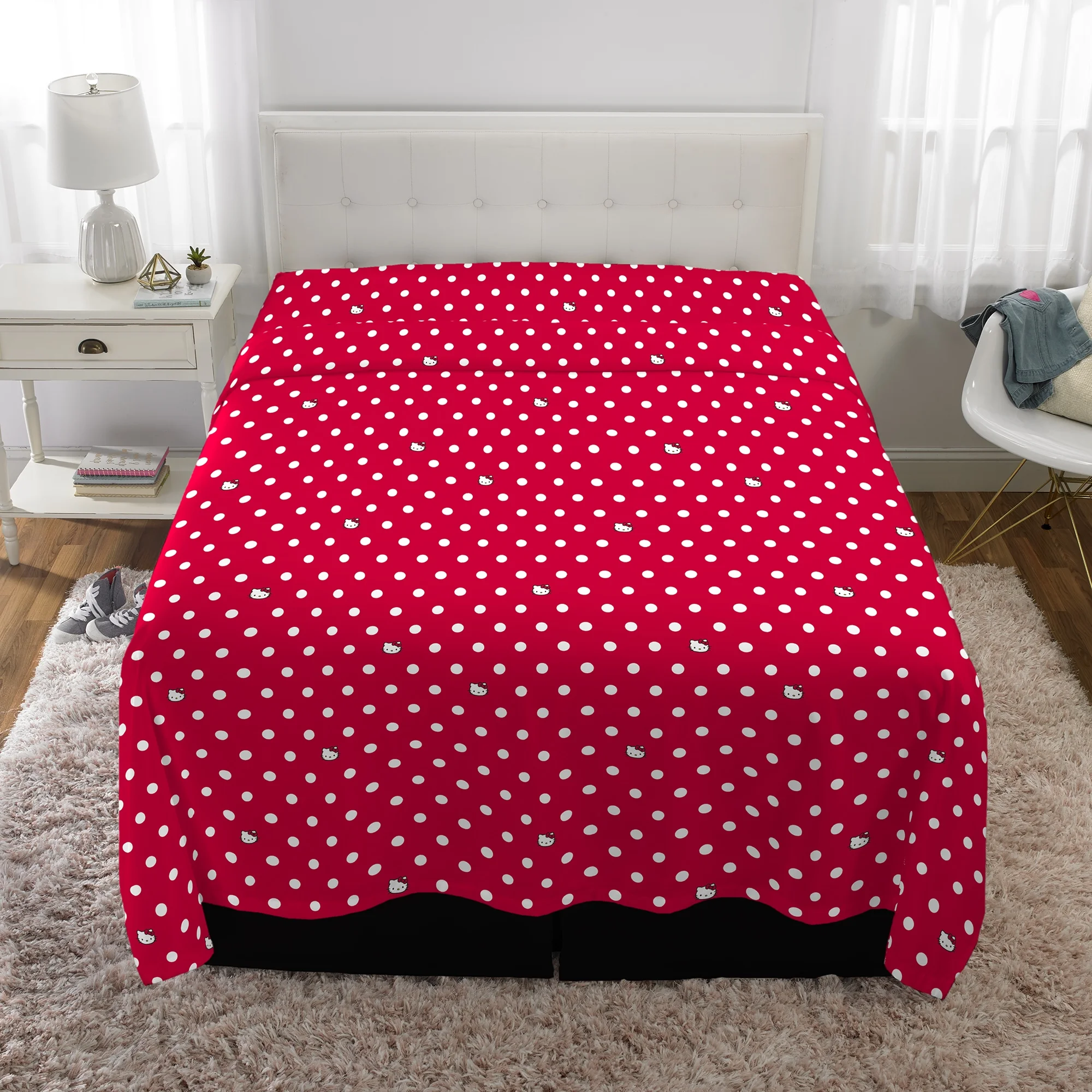 Juego De Sabana Tamaño Matrimonial 4 Pz Hello Kitty Rojo