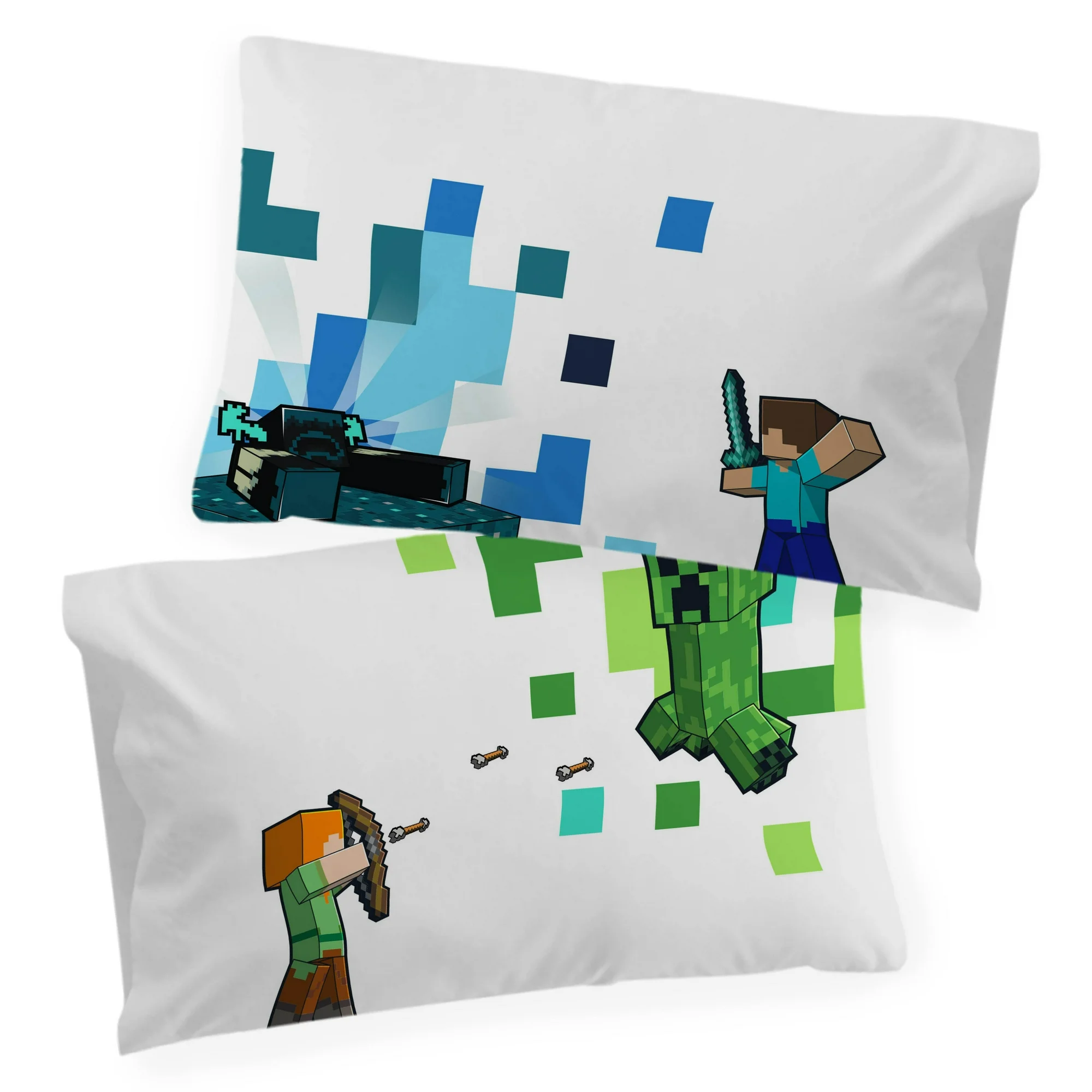 Juego Cama Minecraft Queen Edredon 2 Vistas Sabanas 7pz