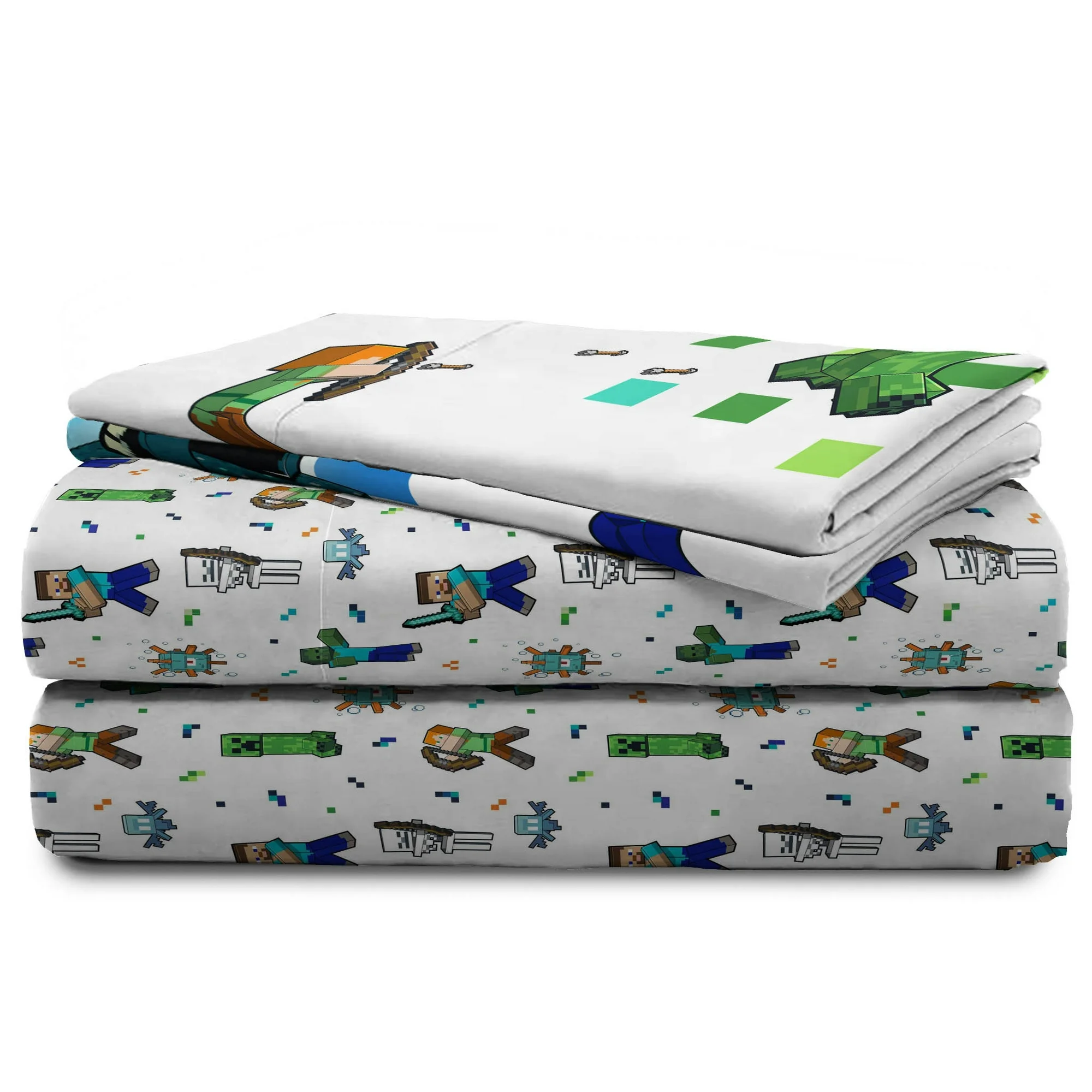 Juego Cama Minecraft Queen Edredon 2 Vistas Sabanas 7pz