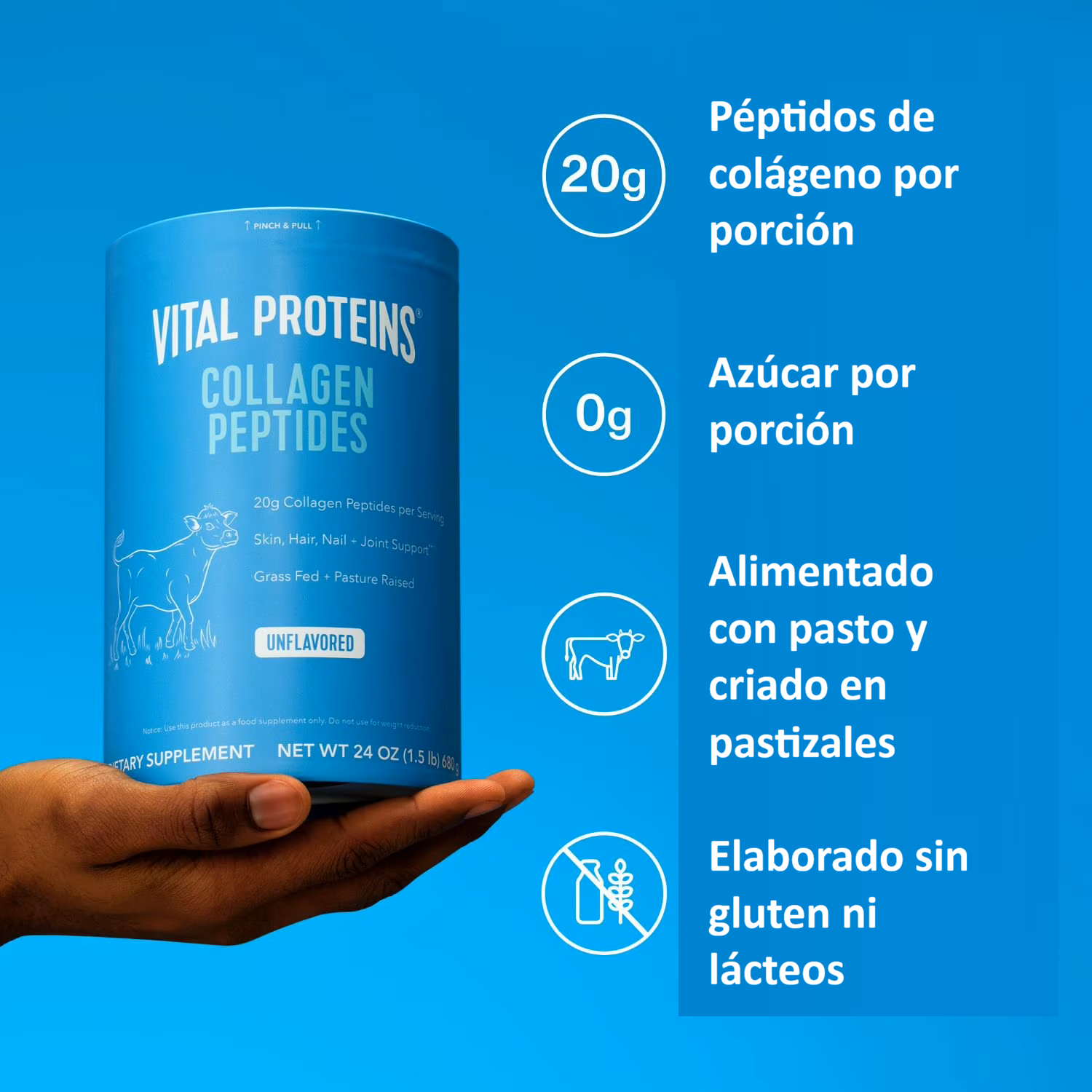 Vital Proteins Colágeno Peptidos en polvo sin sabor 680gr.