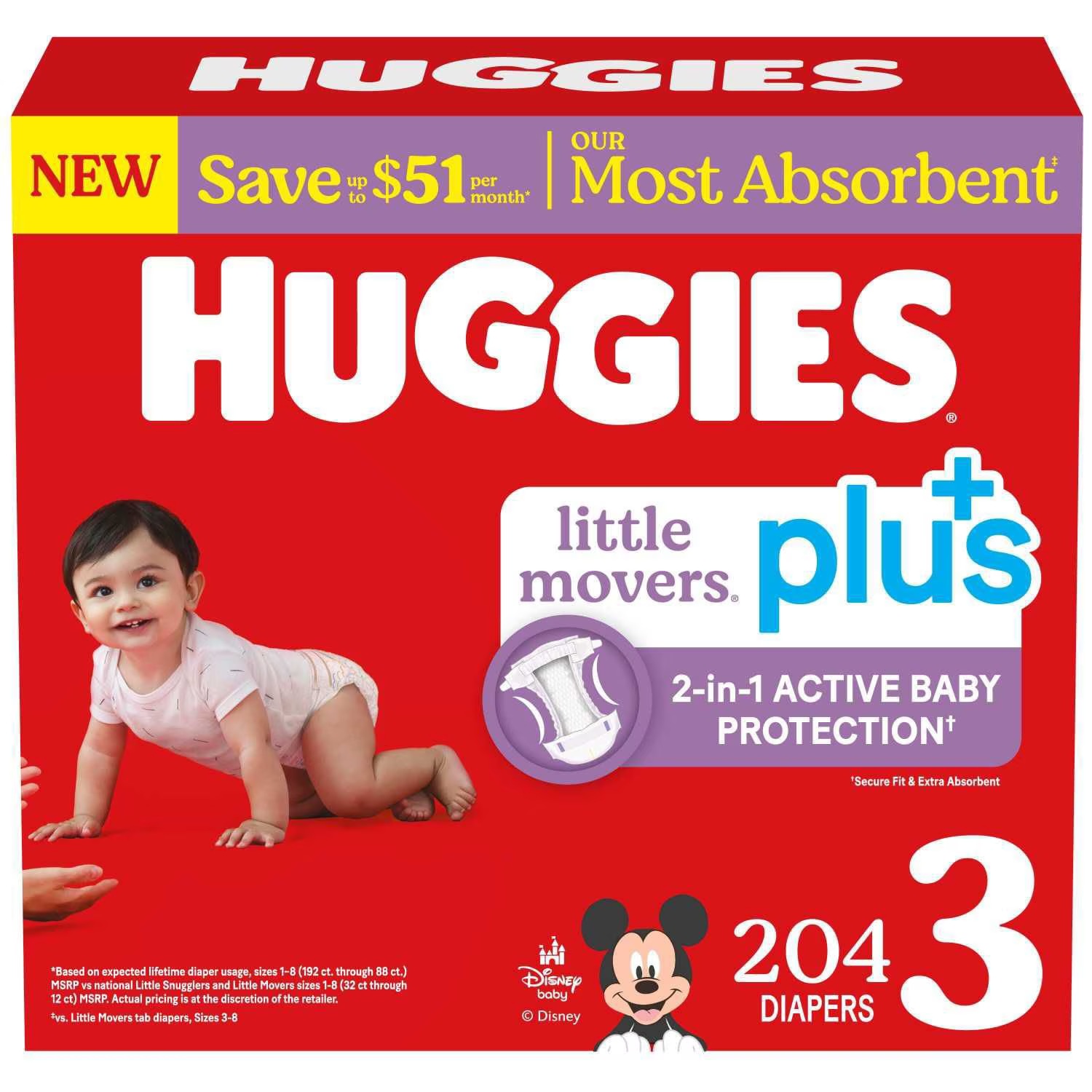 pañales 204pz huggies etapa 3 little movers plus 7-12.7kg