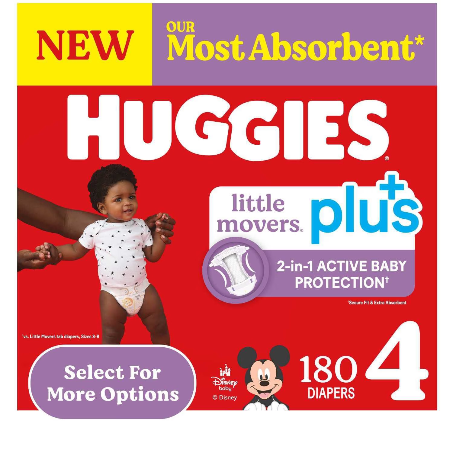 Pañales 180pz Huggies Etapa 4 Little Movers Plus 10-17 kg