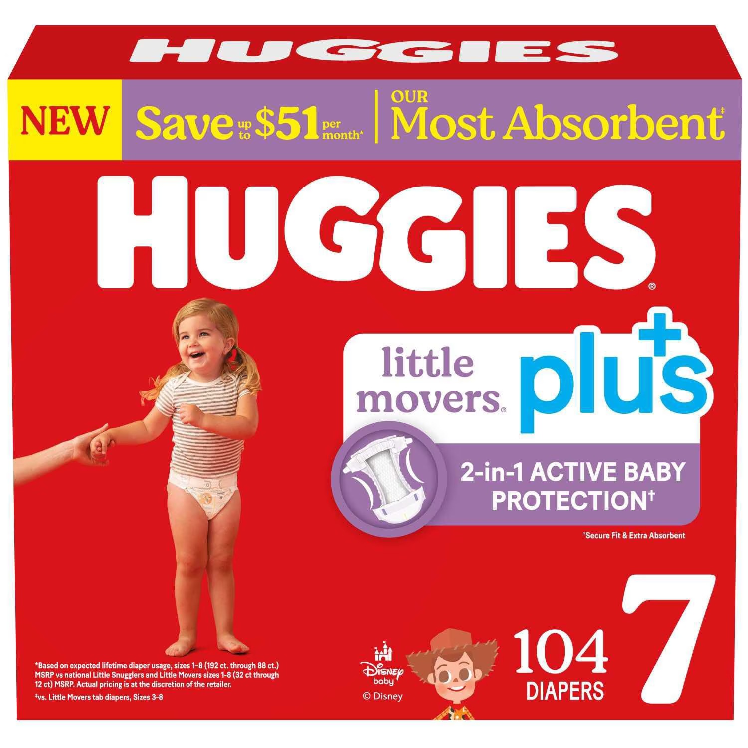 pañales 104pz huggies etapa 7 little movers plus +18.6kg